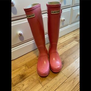 Pink Tall hunter boots